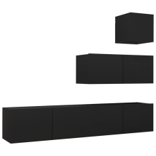 vidaXL 4 részes fekete forgácslap TV-szekrényszett (3078841) bútor