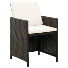 vidaXL 4 részes fekete kerti polyrattan szék- és zsámolyszett (316751) kerti bútor