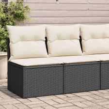 vidaXL 4 részes fekete polyrattan akácfa kerti ülőgarnitúra párnákkal kerti bútor