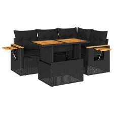 vidaXL 4 részes fekete polyrattan akácfa kerti ülőgarnitúra párnákkal (3327590) kerti bútor