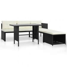 vidaXL 4-részes fekete polyrattan kerti társalgó szett kerti bútor