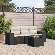 vidaXL 4 részes fekete polyrattan kerti ülőgarnitúra párnákkal kerti bútor