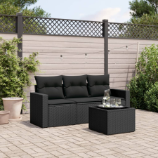vidaXL 4-részes fekete polyrattan kerti ülőgarnitúra párnákkal kerti bútor