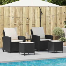 vidaXL 4 részes fekete polyrattan kerti ülőgarnitúra párnákkal kerti bútor