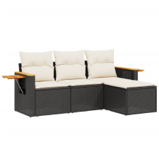 vidaXL 4 részes fekete polyrattan kerti ülőgarnitúra párnákkal (3226742) kerti bútor