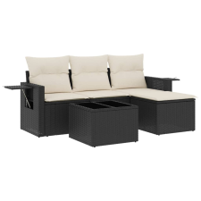vidaXL 4 részes fekete polyrattan kerti ülőgarnitúra párnákkal (3252403) kerti bútor