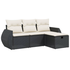 vidaXL 4 részes fekete polyrattan kerti ülőgarnitúra párnákkal (3264062) kerti bútor