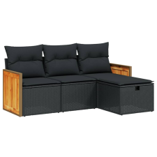 vidaXL 4 részes fekete polyrattan kerti ülőgarnitúra párnákkal (3265703) kerti bútor