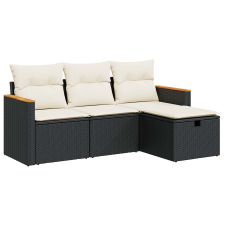 vidaXL 4 részes fekete polyrattan kerti ülőgarnitúra párnákkal (3325892) kerti bútor