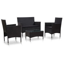 vidaXL 4 részes fekete polyrattan kerti ülőgarnitúra párnákkal (45813) kerti bútor