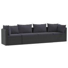 vidaXL 4-részes fekete polyrattan kerti ülőgarnitúra párnákkal (46558) kerti bútor