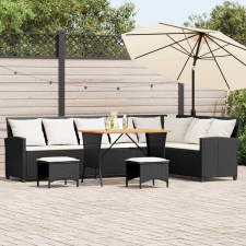 vidaXL 4 részes fekete polyrattan kerti ülőgarnitúra párnával L-alakú kerti bútor