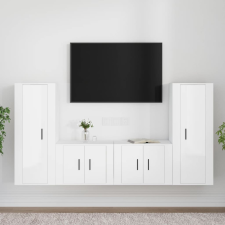 vidaXL 4 részes magasfényű fehér szerelt fa TV-szekrényszett bútor