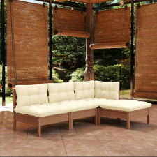 vidaXL 4 részes mézbarna fenyőfa kerti ülőgarnitúra párnákkal kerti bútor
