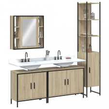 vidaXL 4 részes sonoma tölgy szerelt fa fürdőszobai szekrényszett fürdőszoba bútor