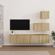 vidaXL 4 részes sonoma tölgy színű szerelt fa TV-szekrényszett bútor