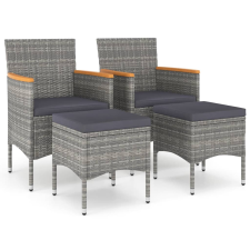 vidaXL 4 részes szürke kerti polyrattan szék- és zsámolyszett (310615) kerti bútor