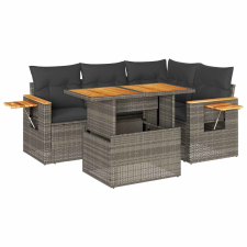 vidaXL 4 részes szürke polyrattan akácfa kerti ülőgarnitúra párnákkal (3327595) kerti bútor