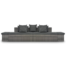 vidaXL 4-részes szürke polyrattan kerti bútorszett párnákkal (44724) kerti bútor
