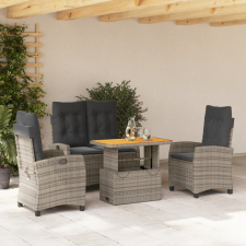 vidaXL 4 részes szürke polyrattan kerti étkezőszett párnával kerti bútor