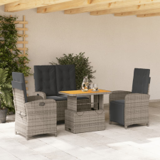 vidaXL 4 részes szürke polyrattan kerti étkezőszett párnával kerti bútor