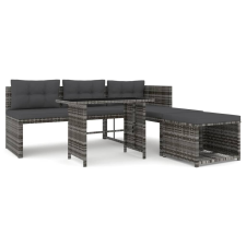 vidaXL 4 részes szürke polyrattan kerti étkezőszett párnával (311914) kerti bútor