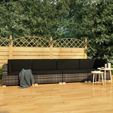 vidaXL 4 részes szürke polyrattan kerti kanapészett párnákkal kerti bútor