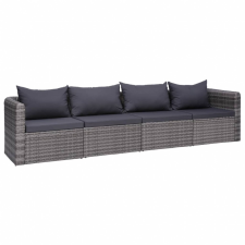 vidaXL 4 részes szürke polyrattan kerti ülőgarnitúra párnákkal kerti bútor