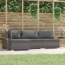 vidaXL 4 részes szürke polyrattan kerti ülőgarnitúra párnákkal kerti bútor