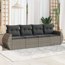 vidaXL 4 részes szürke polyrattan kerti ülőgarnitúra párnákkal kerti bútor