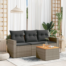 vidaXL 4 részes szürke polyrattan kerti ülőgarnitúra párnákkal kerti bútor