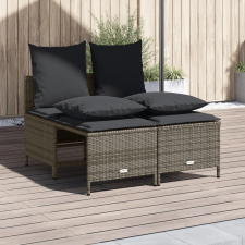 vidaXL 4 részes szürke polyrattan kerti ülőgarnitúra párnákkal kerti bútor
