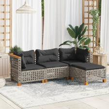 vidaXL 4 részes szürke polyrattan kerti ülőgarnitúra párnákkal kerti bútor