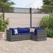 vidaXL 4 részes szürke polyrattan kerti ülőgarnitúra párnákkal kerti bútor