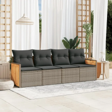 vidaXL 4 részes szürke polyrattan kerti ülőgarnitúra párnákkal kerti bútor
