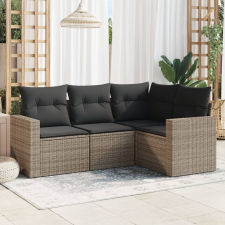 vidaXL 4 részes szürke polyrattan kerti ülőgarnitúra párnákkal kerti bútor