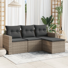 vidaXL 4 részes szürke polyrattan kerti ülőgarnitúra párnákkal kerti bútor