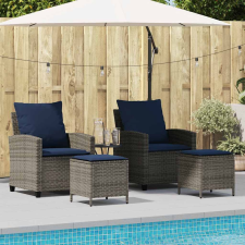vidaXL 4 részes szürke polyrattan kerti ülőgarnitúra párnákkal kerti bútor