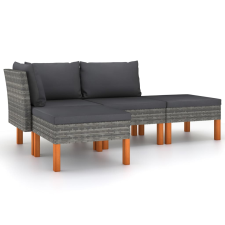 vidaXL 4 részes szürke polyrattan kerti ülőgarnitúra párnákkal (3059709) kerti bútor