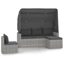 vidaXL 4 részes szürke polyrattan kerti ülőgarnitúra párnákkal (3186649) kerti bútor