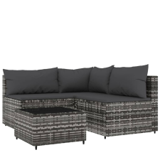 vidaXL 4 részes szürke polyrattan kerti ülőgarnitúra párnákkal (319765) kerti bútor
