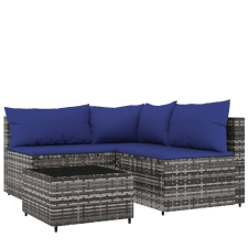 vidaXL 4 részes szürke polyrattan kerti ülőgarnitúra párnákkal (319845) kerti bútor
