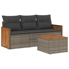 vidaXL 4 részes szürke polyrattan kerti ülőgarnitúra párnákkal (3227446) kerti bútor