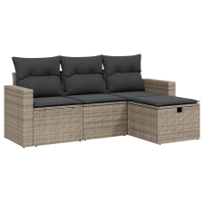vidaXL 4 részes szürke polyrattan kerti ülőgarnitúra párnákkal (3263446) kerti bútor