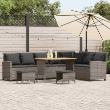 vidaXL 4 részes szürke polyrattan kerti ülőgarnitúra párnákkal L-alakú kerti bútor