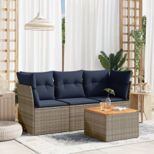 vidaXL 4 részes szürke polyrattan kerti ülőgarnitúra párnával kerti bútor