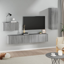 vidaXL 4 részes szürke sonoma színű szerelt fa TV-szekrényszett bútor