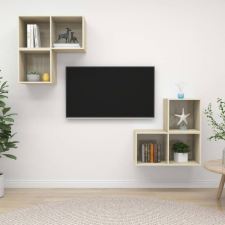 vidaXL 4 részes tölgyszínű forgácslap TV-szekrény szett bútor
