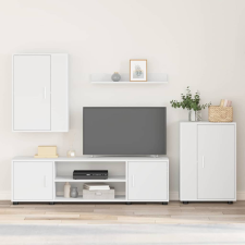 vidaXL 4 részes TV szekrény szett Falra szerelhető 4 pcs Fehér Faanyag bútor
