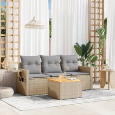 vidaXL 4 részes vegyes bézs polyrattan kerti ülőgarnitúra párnákkal kerti bútor